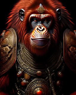 Orangutan Assassin gothic full-plane symmetrical design full frontal view full body hyper-detailed hyper-realistic 8k ink art