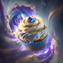 cosmic muffin in space, delicious galactic cream vortex, 8k resolution, photorealistic, ultra detailed