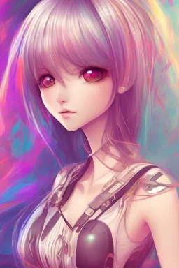 A beautiful anime girl in abstract background