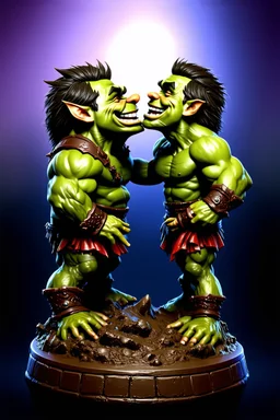 hi poly Mud luxury smiling psychic orcs kissing