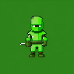 a pixel art-style, simple 32-bit Ninja with a green outfit