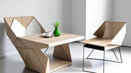 Table, chair, sofa collection inspired by paper folding