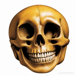 ANATOMICALLY CORRECT digital photograph of the SKULL OF A SMILEY FACE by davinci with fine line,