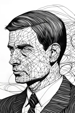 IMAGE OF BLACK LINES WITH WHITE BACKGROUND, DRAWING BY Alan Turing