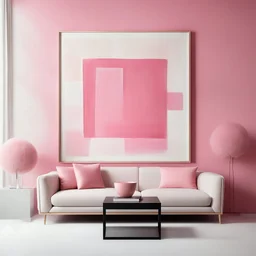 interior in Chanel style with a Malevich pink abstract painting on the wall