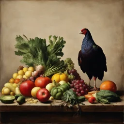 [Shattered Image, Shot the texture and then rewound the film and double exposed from a 1970 B series movie] Still Life with Game Fowl, Vegetables and Fruits by Juan Sánchez Cotán,