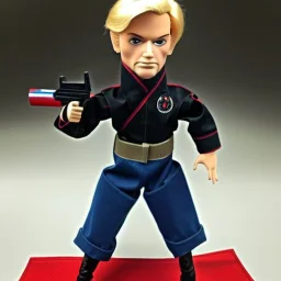 Gi joe Trump doll with boots and gun in bix