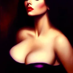 portrait of beautiful busty Clara De Noche painting by Azpiri ,Brom, oil on canvas, cinematic composition, extreme detail,fit full head inside picture