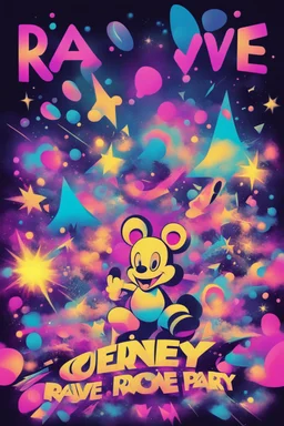 nostalgic Blast from the Past rave party poster cheerfull disney abstract