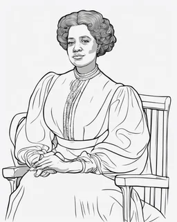 Outline art for coloring pages with Madame C. J. Walker , white background, sketch style, only use black outline, white background, no shadows and well and clear outline