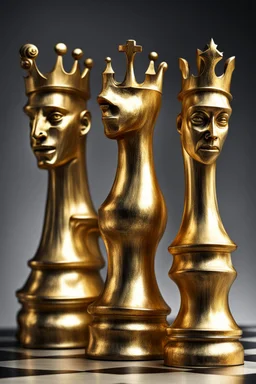 Golden but terrifying chess pieces