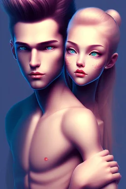 girl and boy, cute, beautiful, close up