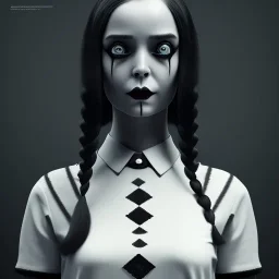 addams family,wednesday addams make up, wednesday addams black dress, wednesday addams hair, hyper detail, octane render, unreal engine 5, 8k resolation