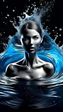 Purity transparency water splashing twisted with a beautiful woman inside, 8k