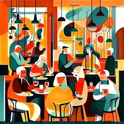 Abstract people in restaurant