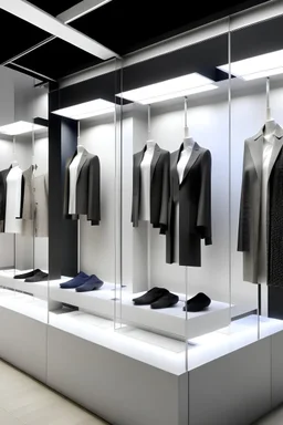 storedisplay for fashion retail with networks and clothes