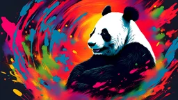 Panda ,dark art,nuclear war , colorful,powerful, new age masterpice,