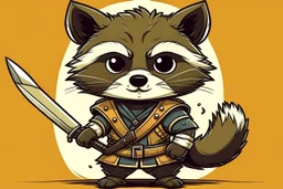 cartoon Racoon holding a sword