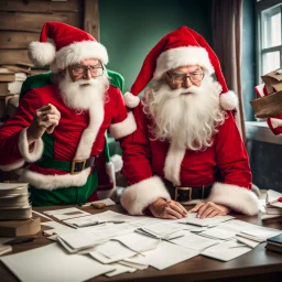 Santa Claus has some elves do his taxes.