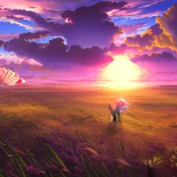 Lovely Anime Sunrise Scenery, Serengeti, wallpaper, Beautiful lighting, Dreamy, Ethereal Sky, Vibrant, Brian Froud, Howard Lyon, Anna Dittman, Anne Stokes, Selina French, Greg Rutowski