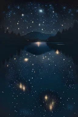 illustration of sparkling midnight lake