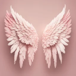two beautiful angel wings, pink and white, cinematic image, extra clear, beige background, png image