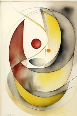 abstract watercolour by barbara hepworth and paul klee in gold and grey with a hint of red