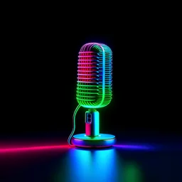 neon microphone on a white table