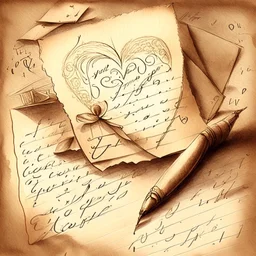 Drawing of love letters