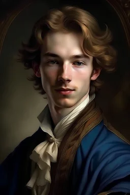 Generate a 17th century portrait of a young, handsome rich man of french descent named Olaph