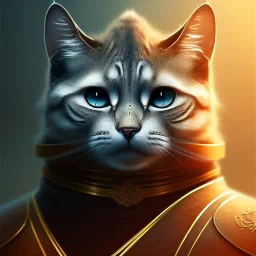 Character design, anthropomorphic cat dressed as a Shaolin, dark, evil, furious, epic, intricate details, finely detailed armor, silver, golden