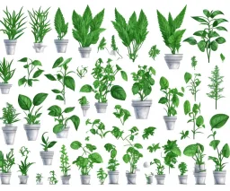 Vector plants and herb set illustration. Watercolor white backdrop