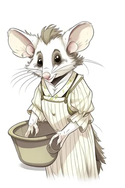 A drawing of a possum in a maid outfit
