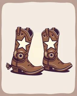 a pair of cowgirl boots with a large star in the pattern on their sides. Vector illustration