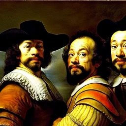 Retrato de Los 3 mosqueteros al estilo Rembrandt