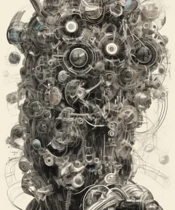 artificial intelligence. ink, poster, acrylic