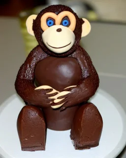 Monkey model made of chocolate cake with Mars bars