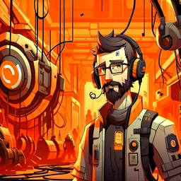 erstelle eine bild im stil der 80er cartoons, half life
