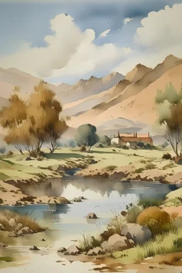 Acuarela de un paisaje famoso de argentina