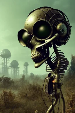 gaspunk skeletion cowbow,post-apocalytic setting, volumetric lighting, particals, intricate detail,realistc, close up