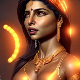 priyanka chopra , hot rose goddess, by Mahmoud Sai, Cartographic, Golden Hour, Closeup-View, 16k, Lumen Global Illumination, Diffraction Grading ,beautiful ,circuitry, jewelry