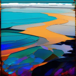 Pacific coastal tidal pools. Modifiers: fantastic view Ivan Bilibin patchwork minimalism Igor Dubovoy Yossi Kotler deeply saturated colour Alice Bailly Dramatic light and shadows mercury glass patina Svetlana Gadjieva Dark metallic tones, burnished patina clearly outlined linear forms with graceful curves Sweeping lines, bold shapes, abstracted v