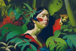 woman in colorful jungle by Caravaggio