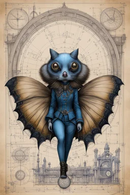 Jean-Baptiste Monge style 19th century hand drawn technical illustration with detailed blueprints and engineering schematics of a walking hybrid Polyphemus moth goth girl, with highly detailed facial features with multi cellular eyes, drawings, and technical notation, 8k, vibrant natural colors,