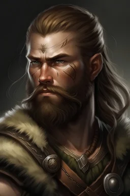 a really strong and big, viking that is blind and has brown hair. He is also a bit shy more real. Like a person in real life not fake and he he has some foults.