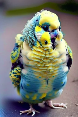 A very disfigured but weirdly cute budgie