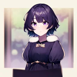 Clear focus, High resolution, A anime kid, cute, rough line skecth, hard shading, stars around 1girl, short dark cyan hair, fluffy short fluffy cut, purple eyes