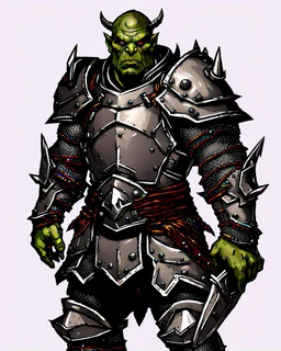 tabletop RPG ORC MALE WARRIOR IN STEEL ARMOR Evil rpg art no background