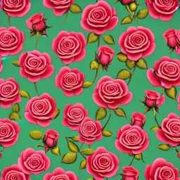 a highly detailed painting of Ecuador Roses, seamless pattern, pop surrealism, high resolution, oil on canvas