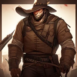 Portrait, bearded, Gunslinger, Cowboy, cowboy hat, serious face, Blood Splatter